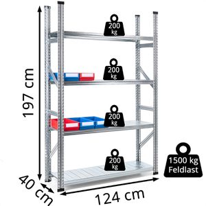 Produktbild für Anbauregal GEWE 412A4R, 4 Metallböden