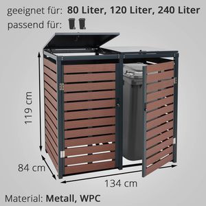 Produktbild für Mülltonnenbox Mendler HWC-K14, WPC/Metall