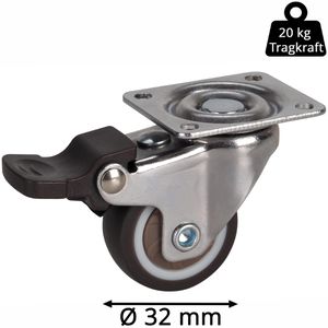 Produktbild für Möbelrolle Dörner+Helmer 790522, mit Anschraubplatte