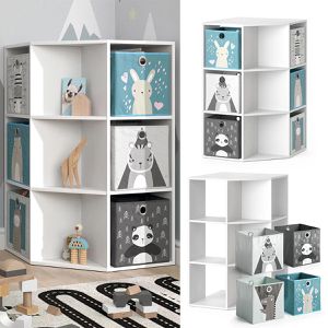 Produktbild für Bücherregal Vicco Luigi, weiß, mit 4 Faltboxen