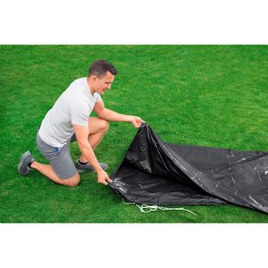 Produktbild für Poolabdeckung Bestway 58038, aus PVC, schwarz, mit Spannseil