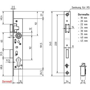 Produktbild für Einsteckschloss Bever 1103, DIN links/rechts