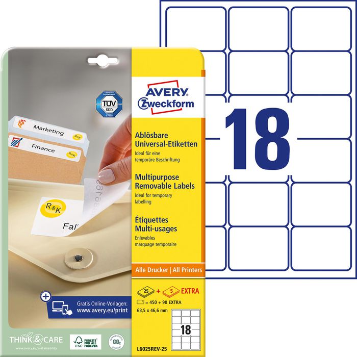 450 Etiketten / 25 Blatt DIN A4 / Größe: 63,5x46,6 / Adressetiketten 450 Etiketten / 25 Blatt DIN A4 / Größe: 63,5x46,6 / Adressetiketten