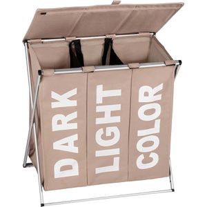 Produktbild für Wäschekorb Wenko Trio Top Taupe, mit 3 Fächern