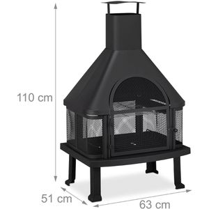 Produktbild für Terrassenofen Relaxdays schwarz, aus Stahl