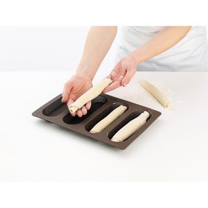 Produktbild für Backform Lekue für 4 Mini-Baguettes, perforiert, aus Silikon
