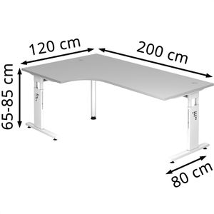 Produktbild für Schreibtisch Hammerbacher O-Serie, lichtgrau / weiß