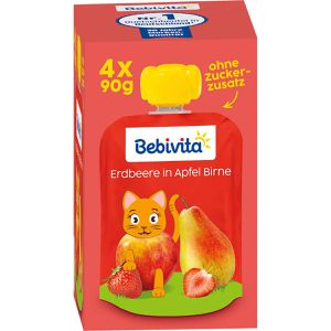 Fruchtpüree Bebivita Erdbeere in Apfel Birne,100% Frucht