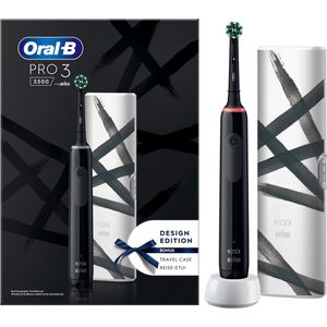 Oral-B Elektrische-Zahnbürste Pro 3 3500, schwarz, Streifen Design, 3  Putzmodi, 1 Bürste & Reiseetui – Böttcher AG