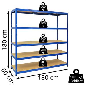 Produktbild für Weitspannregal PROREGAL Giant Elephant, 5 Holzböden
