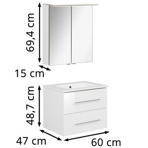 Produktbild für Waschtisch Fackelmann B.perfekt, mit Spiegelschrank, weiß