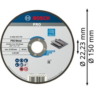 Produktbild für Trennscheibe Bosch PRO Metal, 2608619774