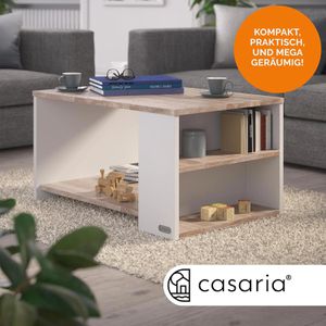 Produktbild für Couchtisch CASARIA Santa Cruz, aus Holz, eiche / weiß