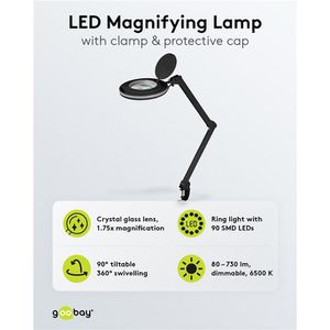 Produktbild für Lupenleuchte Goobay 64988 SMD, 127 mm Glaslinse, dimmbar, LED