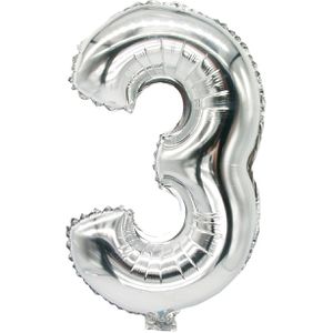Luftballons Papstar 86833 Zahlenballon 3, silber