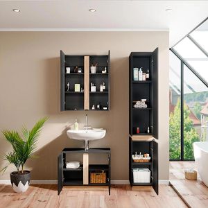 Produktbild für Badmöbel-Set Vicco Gloria, anthrazit, 3-teilig