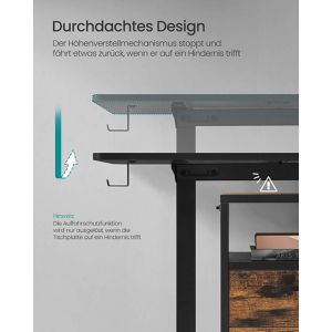 Produktbild für Schreibtisch Vasagle LSD136B01, schwarz / schwarz