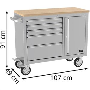 Produktbild für Werkbank Güde GW 5/1 INOX, silber, mit Rollen