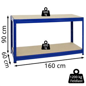 Produktbild für Schwerlastregal PROREGAL DINO, 2 Holzböden