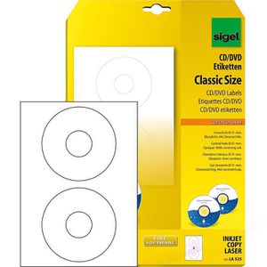 CD-Etiketten Sigel LA525 Classic Size, weiß matt