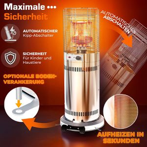 Produktbild für Heizstrahler Tresko TKTHF-002, silber, outdoor