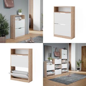 Produktbild für Schuhschrank Vicco Luca, sonoma eiche / weiß