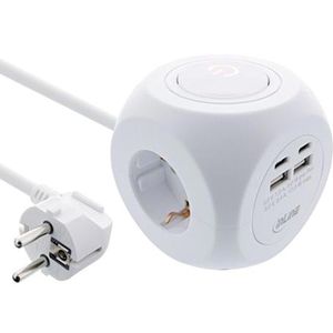 Steckdosenwürfel InLine Charging Cube, mit Schalter, weiß