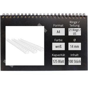 Produktbild für Drahtbinderücken GBC IB165481, weiß, für A4