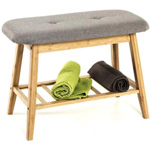 Haku-Möbel Schuhregal für 3 Paar, aus Bambus, mit Sitzbank, 60 x 44 x 30cm, 1 Etage, braun