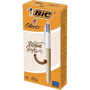 Produktbild für Vierfarbkugelschreiber Bic 4 Colours Wood Style