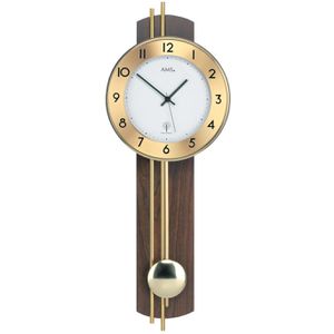 Produktbild für Wanduhr AMS 5266/1, Nussbaum, Messing, analog, Funkuhr