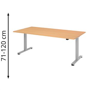 Schreibtisch Hammerbacher XMST 2E, buche / silber