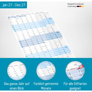 Produktbild für Plakatkalender Häfft 11438-2, Blau gefalzt, Jahr 2027