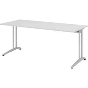 Schreibtisch Hammerbacher B-Serie, lichtgrau / silber