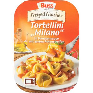 Buss Fertiggericht Freizeitmacher Tortellini, Milano, in Tomatensauce mit Putenstreifen, 300g
