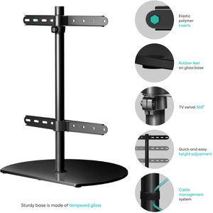 Produktbild für TV-Ständer Onkron PT2-B, schwarz, Metall &amp; Glas