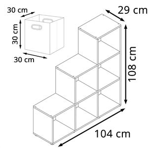 Produktbild für Bücherregal Vicco 50502, weiß, mit 6 Faltboxen