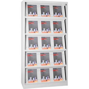 G-Office Prospekthalter MGC.1, lichtgrau, Prospektregal, Metall, 15 x A4