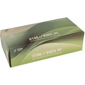 Produktbild für Einmalhandschuhe NITRAS-MEDICAL Vinyl PF, transparent, 100 St.
