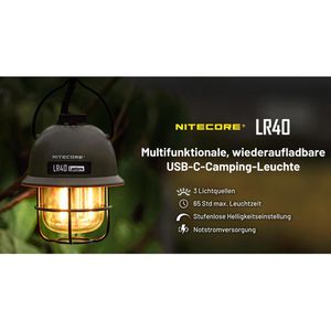 Produktbild für Campinglampe Nitecore LR40, Akku, aufladbar