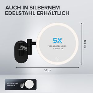 Produktbild für Kosmetikspiegel ovimar Leinoya, dimmbare Beleuchtung, schwarz