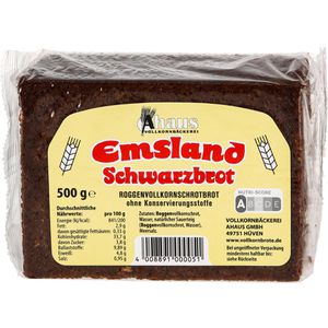 Emsland Brot Schwarzbrot, laktosefrei, 500g