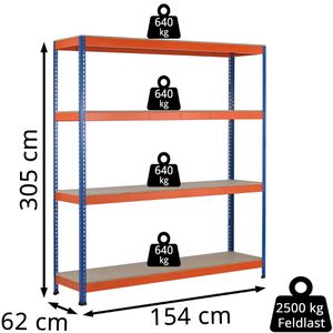 Produktbild für Weitspannregal Schulte 18301-N, 4 Holzböden