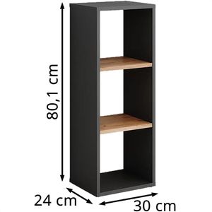 Produktbild für Bücherregal Vicco Orlando, anthrazit / eiche