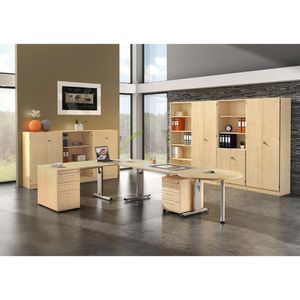 Produktbild für Schreibtisch Hammerbacher O-Serie, ahorn / silber