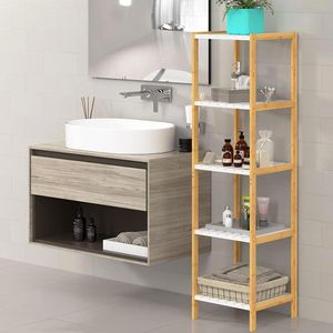 Produktbild für Badregal CASARIA 107921, aus Bambus, braun / weiß