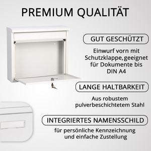 Produktbild für Briefkasten Böttcher-AG 60602, Premium, weiß, aus Stahl