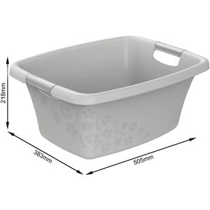 Produktbild für Wäschekorb Rotho Flowers, grau, mit Griffen