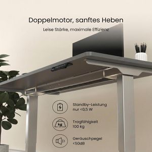 Produktbild für Schreibtisch FlexiSpot E5S, schwarz / grau
