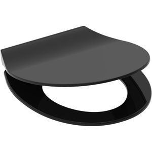 Produktbild für WC-Sitz Schütte Slim Black 82710, oval, aus Duroplast